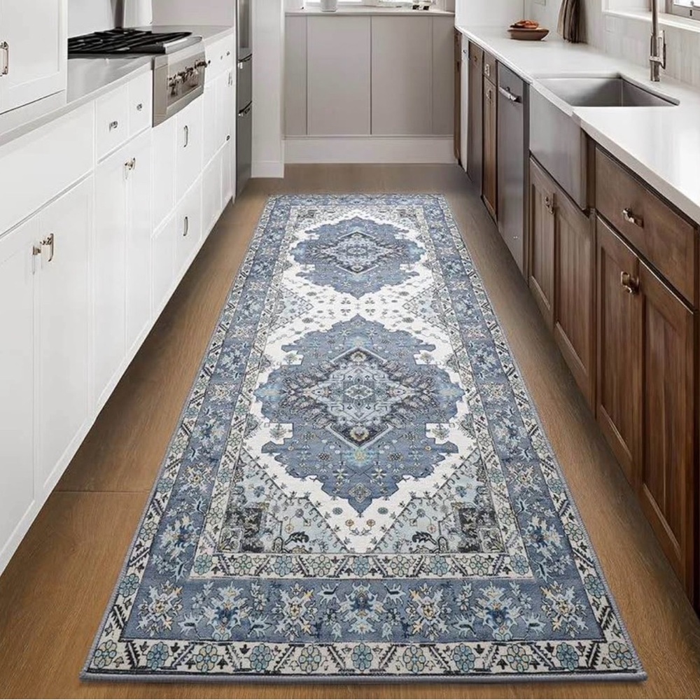 2x6 ft Hallway Runner Rug, Non Slip Backing Vintage Machine Washable - Picture 4 of 7